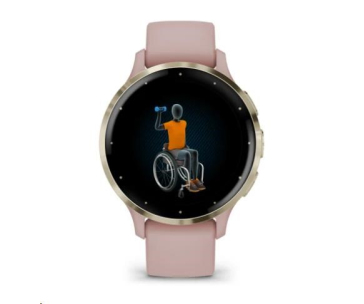 Garmin Venu® 3S, Nerezová luneta Soft Gold, pouzdro Dust Rose, silikonový řemínek