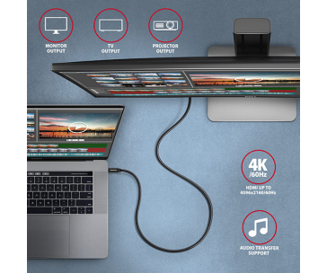 AXAGON BUCM32-CM20AB, SPEED+ kabel USB-C <-> USB-C, 2m, USB 20Gbps, PD 100W 5A, 4k HD, ALU, oplet, černý