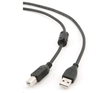 GEMBIRD Kabel USB 2.0 A-B propojovací 1,8m Premium (černý, ferit, zlacené kontakty)