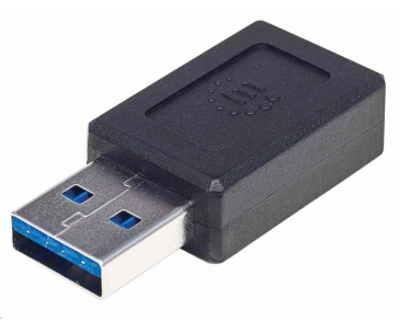 Manhattan USB adaptér, USB 3.1 Gen 2, USB-A Male na USB-C Female, 10 Gbps, černá