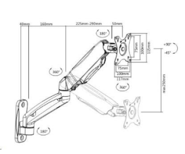 Nástěnný plně polohovatelný držák na monitor Fiber Mounts FM31