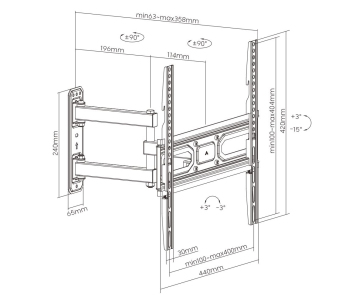 Otočný sklopný držák Tv Fiber Mounts FM78