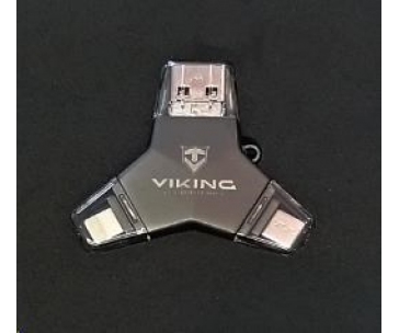 Viking USB Flash disk 3.0 4v1 s koncovkou Lightning/Micro USB/USB/USB-C, 32 GB, černá