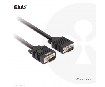 Club3D kabel oboustranný VGA, M/M, 28AWG, 10m