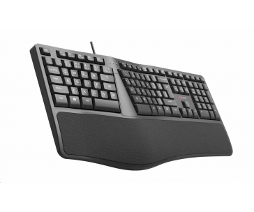 C-TECH Klávesnice KB-113E USB, ERGO,  černá, CZ/SK