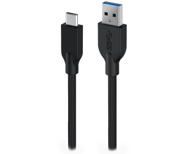 GENIUS nabíjecí kabel ACC-A2CC-3A, 150cm, USB-A na USB-C, 3A, QC3.0, opletený, černý