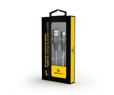 GEMBIRD Kabel USB 2.0 AM na Type-C kabel (AM/CM), 1m, opletený, bílo-strříbrný, blister, PREMIUM QUALITY