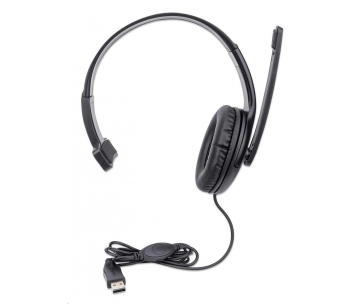 MANHATTAN Sluchátka s mikrofonem Mono USB Headset, černá