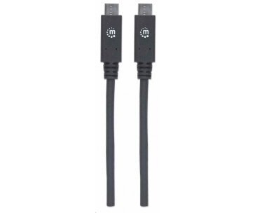 Manhattan USB-C kabel, USB 3.1 Gen 2, USB-C Male na USB-C Male, 10 Gbps, 5 A, 1m, černá