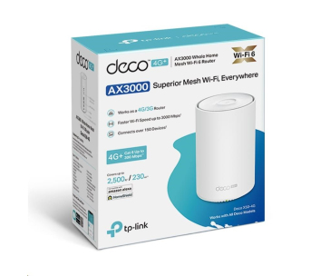 TP-Link Deco X50-4G (1-pack) WiFi6 Mesh (AX3000,2,4GHz/5GHz,3xGbELAN/WAN,4G LTE. 1xnanoSIM)