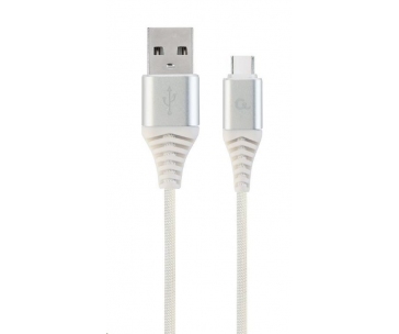 GEMBIRD Kabel USB 2.0 AM na Type-C kabel (AM/CM), 1m, opletený, bílo-strříbrný, blister, PREMIUM QUALITY