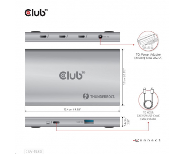 Club3D hubThunderbolt 4 Portable 5-in-1 Hub with Smart Power