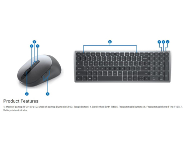 DELL Multi-Device Wireless Keyboard and Mouse - KM7120W - Czech/Slovak