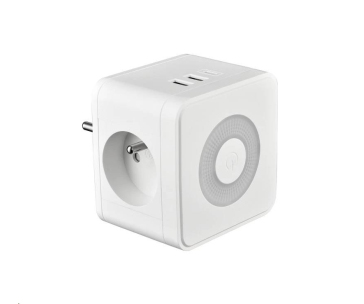 Viking síťový adaptér Y23L, 2x 230 V, 1x USB-A, 2x USB-C, dotykové světlo, bílá