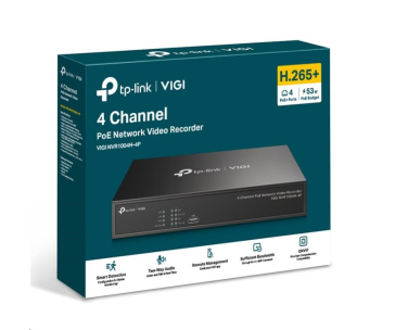 TP-Link VIGI NVR1004H-4P-2TB, videorekordér, 4 channels, 4xPoE, 1xSATA, 1x100Mb/s LAN, 2xUSB2.0, 1xHDMI,1xVGA