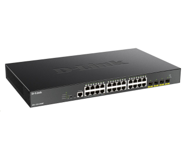 D-Link DGS-1250-28XMP 28-port Gigabit Smart PoE Switch, 24x GbE PoE+, 4x SFP+, PoE 370W