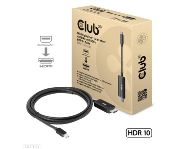 Club3D kabel miniDP 1.4 na HDMI, 4K120Hz nebo 8K60Hz HDR10+, M/M, 1.8m