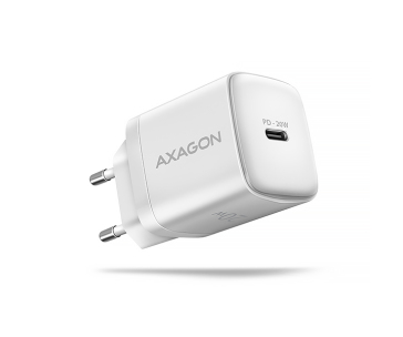 AXAGON ACU-PD20W, nabíječka do sítě 20W, 1x port USB-C, PD3.0/PPS/QC4+/AFC/Apple, bílá