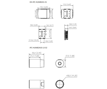 Dahua KIT/IPC-HUM8241E-E1-L3-02, IP kamera, Pinhole, 2Mpx, 1/2.7" CMOS, objektiv 2,8 mm, PoE, IP67