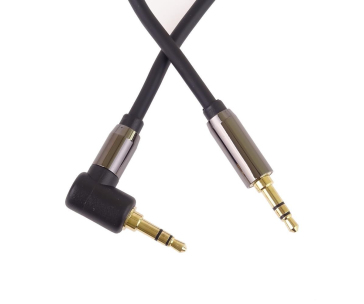 PremiumCord HQ stíněný kabel stereo Jack 3.5mm - Jack 3.5mm zahnutý 90°, 5m