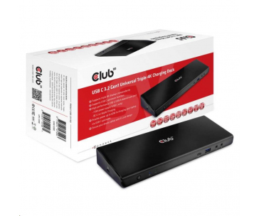 Club3D Dokovací stanice USB 3.2 typ C (5xUSB/USB-C/3xHDMI/2xDP/Ethernet/Audio) s Universal Triple 4K napájecím adaptérem