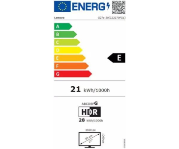 BAZAR - LENOVO LCD G27c-30-27",16:9,VA,1920x1080,350 cd/m2,3000:1,1-7ms,HDMI,DP,VESA,black,3Y - Poškozený obal - rozbale