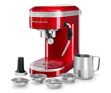 KitchenAid Artisan 5KES6503ECA kávovar, pákové espresso, 1470 W, 15 bar, parní tryska, doubleshot, červená