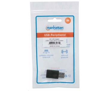 Manhattan USB adaptér, USB 3.1 Gen 2, USB-A Male na USB-C Female, 10 Gbps, černá