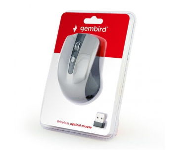 GEMBIRD myš MUSW-4B-04-BG, černo-šedá, bezdrátová, USB nano receiver