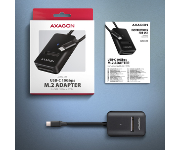 AXAGON ADM2-CM USB-C 10Gbps - M.2 NVMe & SATA SSD adaptér, kabel USB-C 10cm