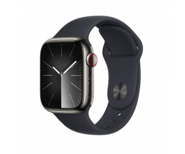 APPLE Watch Series 9 GPS + Cellular 45mm Graphite Stainless Steel Case with Midnight Sport Band - M/L