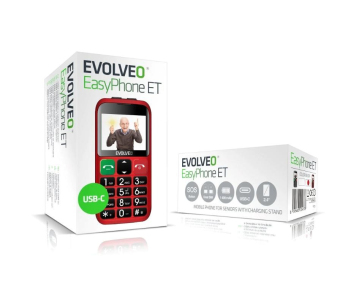 EVOLVEO Mobilní telefon pro seniory s nabíjecím stojánkem EasyPhone ET, červená