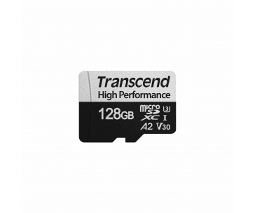 TRANSCEND MicroSDXC karta 128GB 330S, UHS-I U3 A2 + adaptér