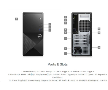 DELL PC Vostro 3030 MT/460W/TPM/i5 14400F/16GB/1TB SSD/Nvidia RTX 4060/WLAN/Kb/Mouse/W11 Pro/3Y PS NBD