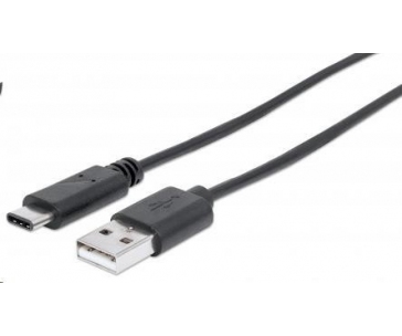 MANHATTAN Kabel USB 2.0 C, C Male / A Male, 1m, černý