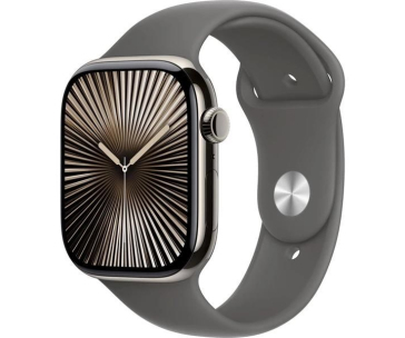 Apple Watch Series 10 GPS + Cellular 46mm Natural Titanium Case with Stone Grey Sport Band - M/L