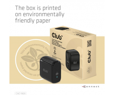 Club3D cestovní nabíječka PPS 65W GAN technologie, USB Type-C, Power Delivery(PD) 3.0 Support