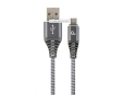 GEMBIRD Kabel USB 2.0 AM na Type-C kabel (AM/CM), 2m, opletený, šedo-bílý, blister, PREMIUM QUALITY