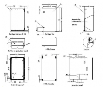 XtendLan 19" univerzální rozvaděč s montážní deskou, krytí IP66, šířka 380mm, hloubka 210mm, výška 380mm, šedý