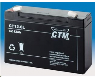 Baterie - CTM CT 6-12L (6V/12Ah - Faston 250), životnost 5let