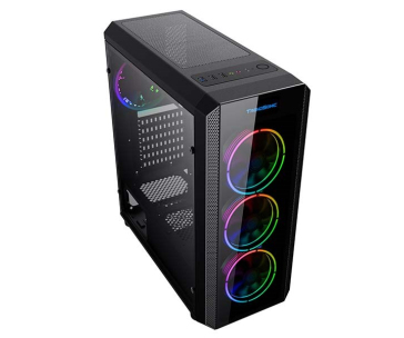 VeinX case Mars MAR01A Mid Tower, bez zdroje, 3xUSB, průhledná bočnice, 4xARGB Fan 120mm, černá