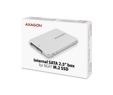 AXAGON RSS-M2SD, SATA - M.2 SATA SSD, interní 2.5" ALU box, stříbrný