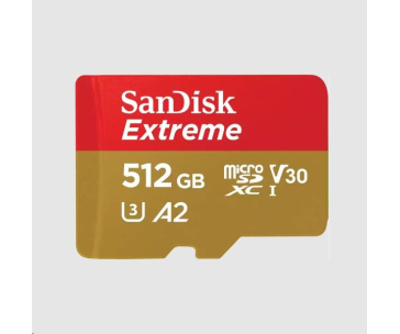 SanDisk micro SDXC karta 512GB Extreme (190 MB/s Class 10, UHS-I U3 V30) + adaptér