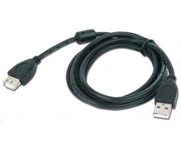 GEMBIRD Kabel USB 2.0 A-A prodlužovací 3m Premium (černý, ferit, zlacené kontakty)