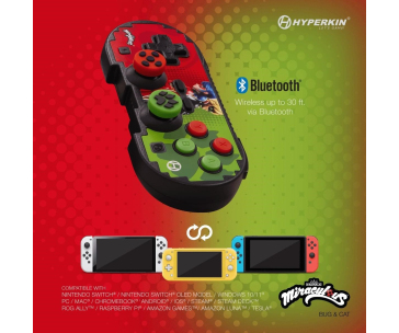 Hyperkin Pixel Art Bluetooth Controller Official ZagToons Edition for N. Switch®/PC/Mac®/Android®  (Bug & Cat)