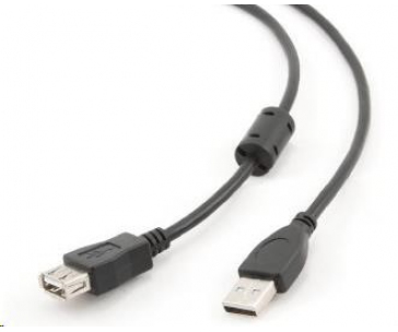 GEMBIRD Kabel USB 2.0 A-A prodlužovací 4,5m (černý, HQ s ferritovým jádrem)