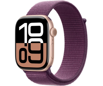 Apple Watch Series 10 GPS + Cellular 42mm Rose Gold Aluminium Case with Plum Sport Loop