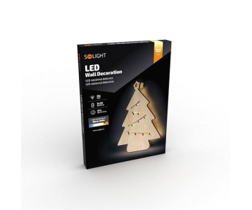 Solight LED nástěnná dekorace vánoční stromek, 24x LED, 2x AA