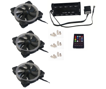 EUROCASE ventilátor RGB 120mm (Turbine blade, FullControl Led), set 3ks + controller