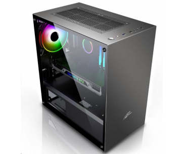 EVOLVEO M4, case mATX, 1x120mm PWM ventilátor, průhledná bočnice, černá